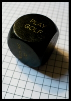 Dice : Dice - 6D - Large Black Wood Dice With Gold Letters Retirement